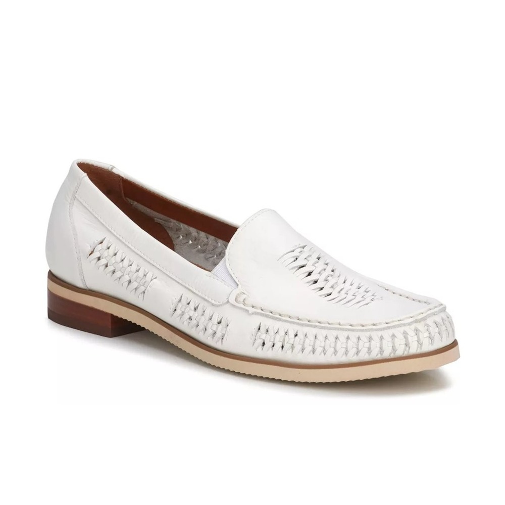Ros Hommerson Wendy Womens 8.5 N Narrow White Leather Slip On Loafers Flats Shoe